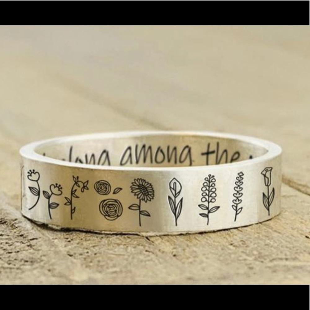 “You belong among the wildflowers” Engraved Ring 7